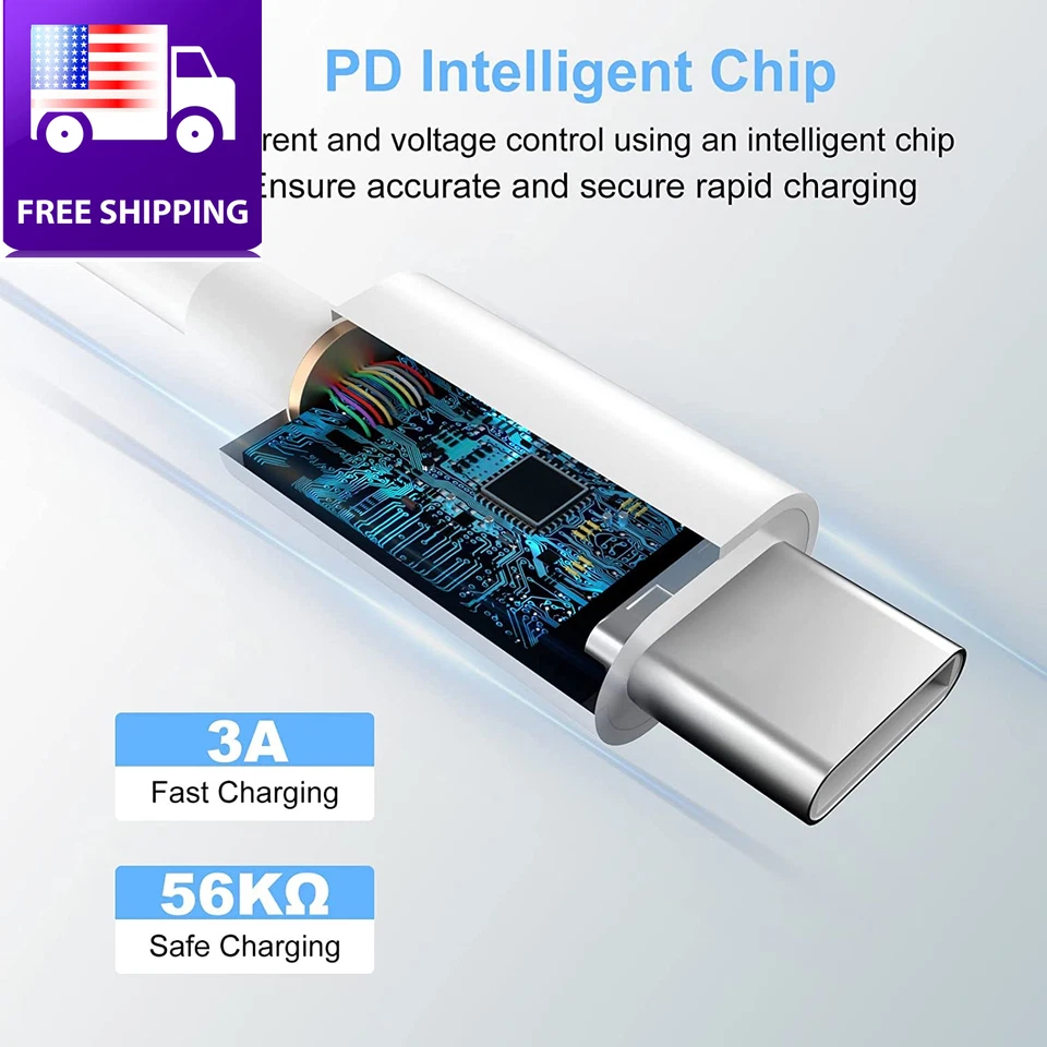 USB C to USB C Charging Cable 3/6Ft 60W 2Pack Fast Long Charger Cord Macbook Pro - Image 2 of 4