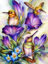 HUMMING BIRDS FULL DIAMOND CROSS - STITCH 3D DIAMOND