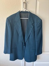 Vintage Jhane Barnes Mens Blazer Wool Sz 42R Blue Pattern One Button 90's