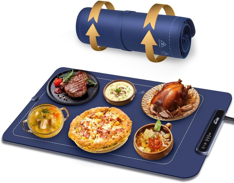 Silicone Food Warming Mat,3 Temperature Set Warmer with Child Lock,Quick Heat