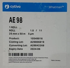 Cytiva Whatman AE 98 Roll of 25mm x 50m 5 μm, Product #10549916 EXP 2024-06