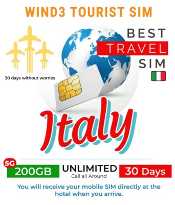 ITALY Urlaub Reisen Prepaid Daten SIM Karte Trio 5G/4G/LTE 200GB