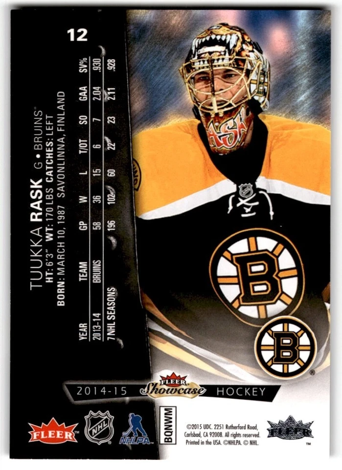 2014-15 Fleer Showcase Metal Universe Tuukka Rask #12 Boston Bruins - Image 2 of 2