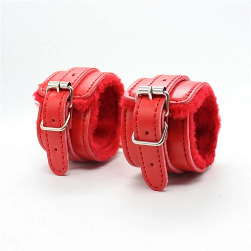 8pcs Red Kit BDSM Couples Restraints Set HandCuff Anklet Whip Collar Gag Fetish - Picture 9 of 11