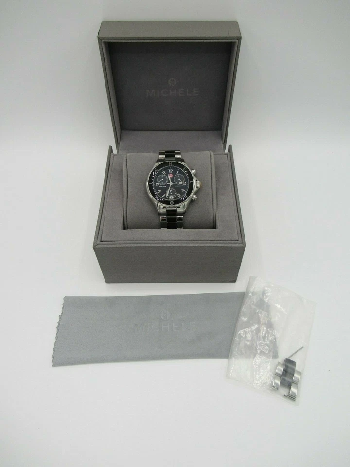 Reloj Michele Tahitian Acero Inoxidable Plateado Negro MMW12E000004 Foto 4 de 4