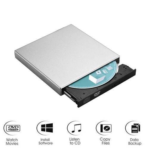 USB 2.0 Slim External DVD RW CD Writer Burner Reader Player Optical Drive - Afbeelding 1 van 12