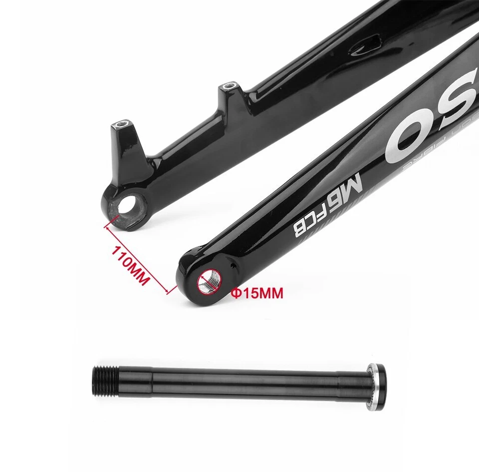 Horquilla rígida de fibra de carbono Boost MTB 27,5 29er horquillas de bicicleta eje pasante 110x15 mm Foto 3 de 4