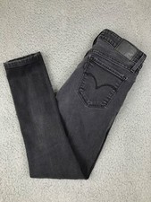 Levi's 711 Women's Size 27 L 30 Acid Wash Black Denim Jeans Skinny Fit Dressed