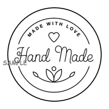 30 MADE WITH LOVE ENVELOPE SEALS LABELS STICKERS 1.5" ROUND HAND MADE HANDMADE