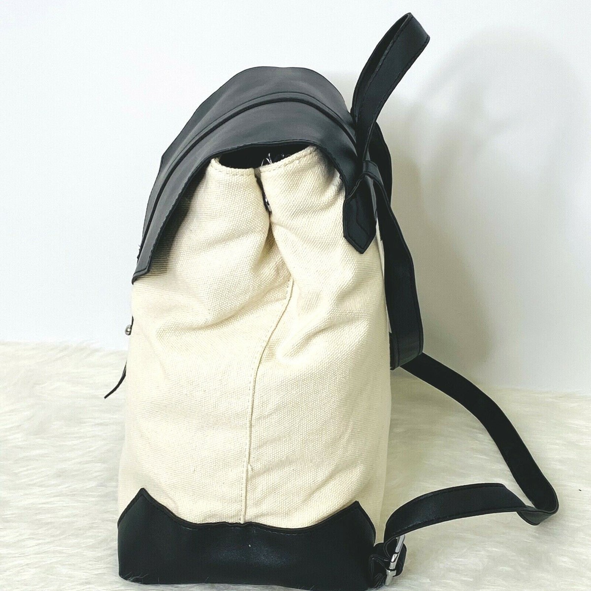 Deux Lux Women\'s OS One Size Canvas Backpack Off White Black NEW Deux Lux Women main image 4