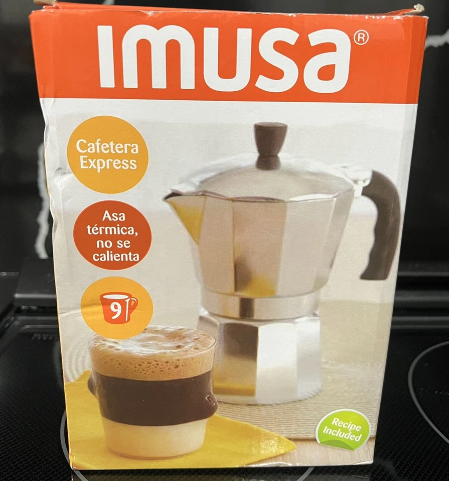 IMUSA Cafetera Espresso 9 Tazas Mango Cool Touch Café Espresso Aluminio NUEVO Foto 2 de 4