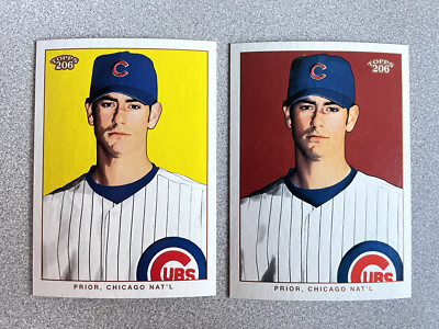 Mark Prior Reds (2) 2002 Topps 206 Mark Prior Cards SP Red Background + Regular Issue ...