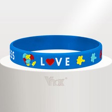 Vnox 1/5 pcs Autism Silicone Bracelets for Men Women, 12mm Love Puzzle Awareness