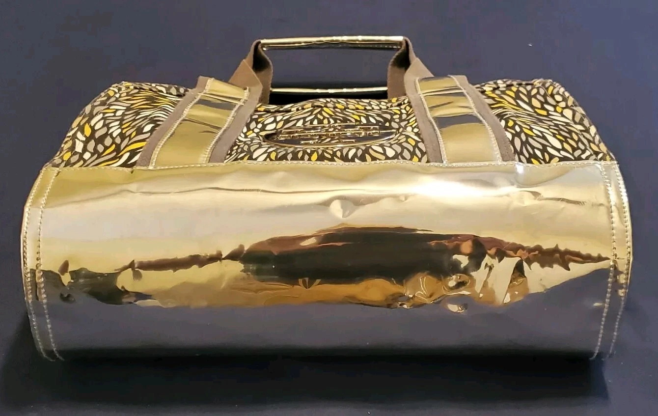 BORSA TOTE TORY BURCH TORY ARGENTO VERNICIATO A SPECCHIO FINITURA MULTICOLORE TELA SECUC