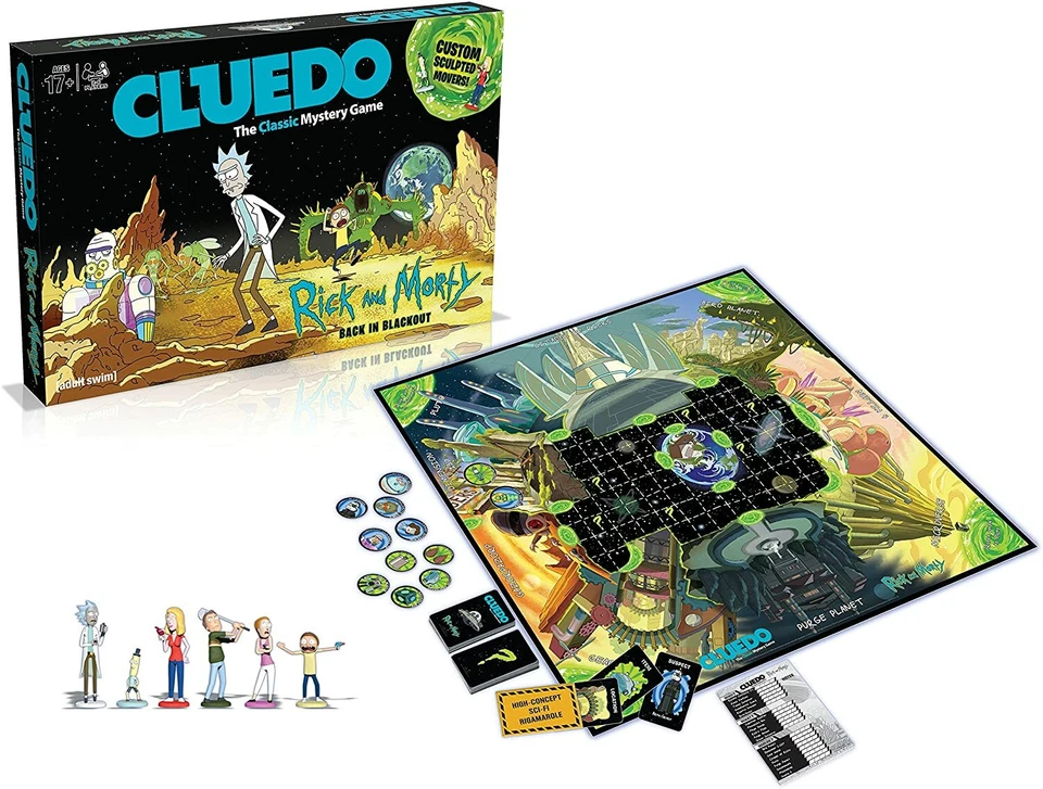 OFFICIAL RICK AND MORTY CLUEDO CLASSIC MYSTERY FAMILY BOARD GAME NEW AND BOXED - Image 2 of 3