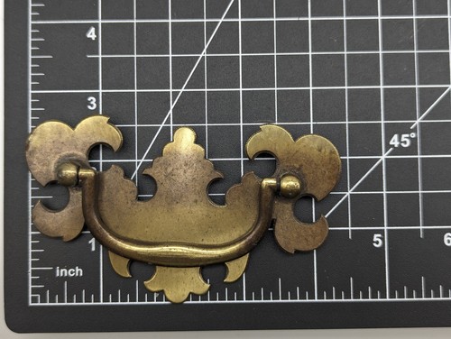 Vtg. Brass Plated Drawer Pulls - Batwing Style - Drop Bail Handle - Lot of 6 - Picture 4 of 8