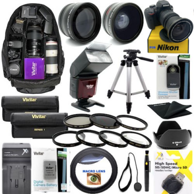  HD GIANT FULL KIT FOR DSLR CAMERA Nikon D3500 TRIPOD + 5 LENSES FLASH BACKPACK