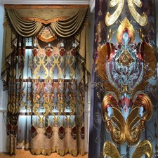 Custom European chenille window Hollow out cloth curtain valance tulle M1702