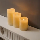 3-Piece Flameless Pillar Candle Set – Flickering LED Candles - Battery Operated