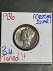 1936 P Mercury Silver Dime BU Uncirculated MS++ Toning Toned Coin (Raw14516)