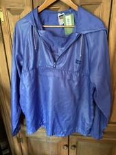Vintage Levi s Blue Anorak Lightweight Windbreaker Medium Hooded 1/4 Zip
