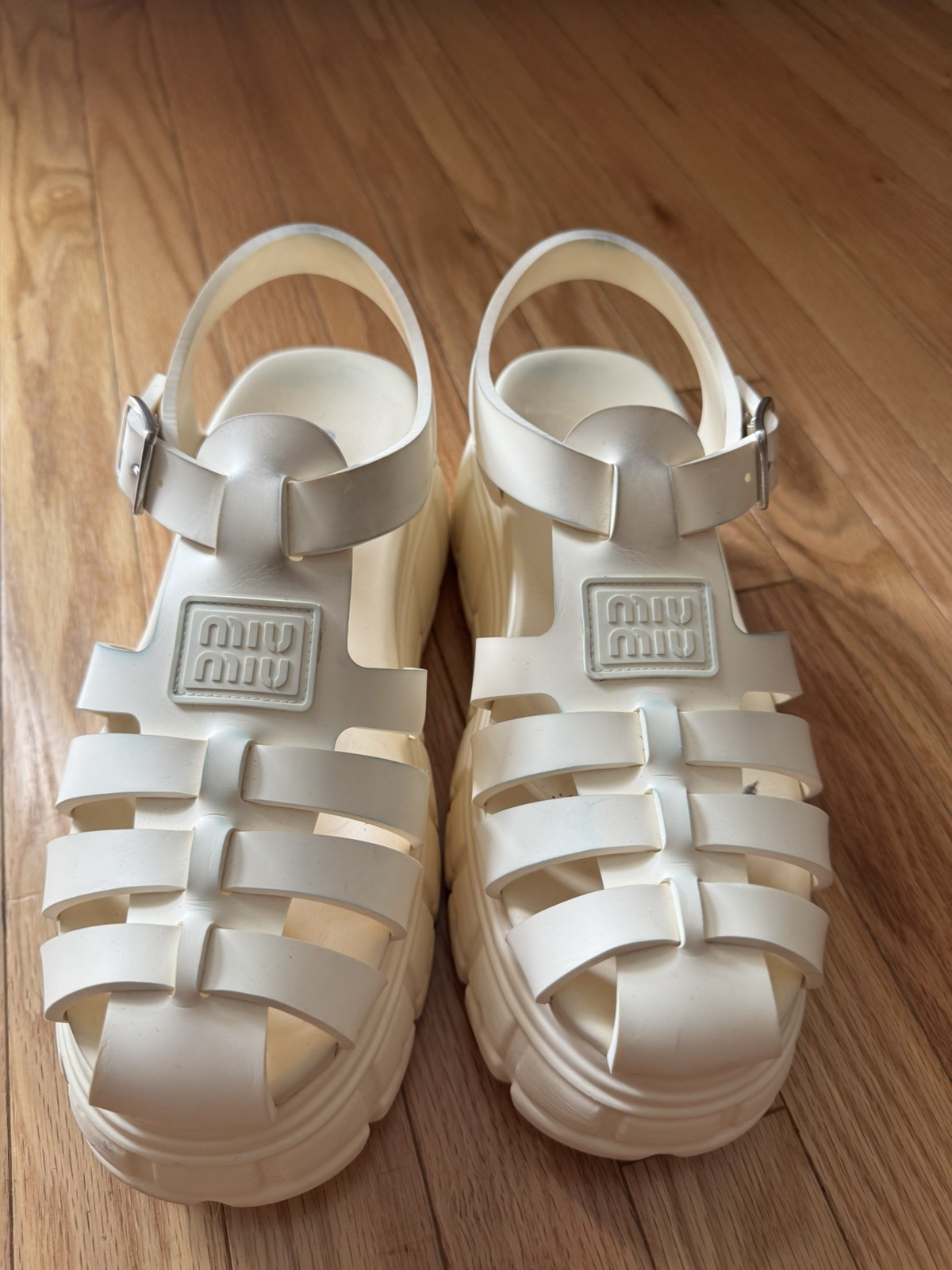 Miu Miu Size 40 Platform Sandals T-Strap Shoes 5X709D Black New Former RRP $600