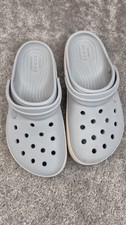 Crocs Crocband Clogs Grey Rubber Slip-On Round Toe Casual Unisex - 7 Men/9 Women