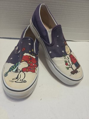 Men Size 6.5  - Peanuts x Vans Classic Slip On 2017 Charlie Brown Christmas Tree
