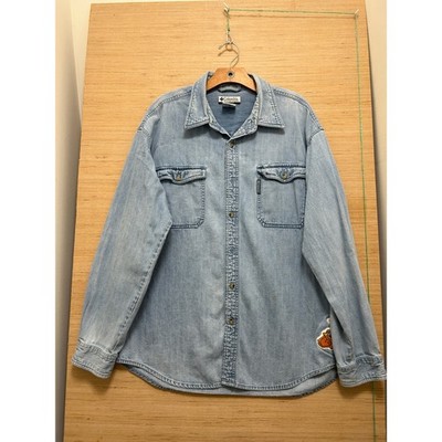Columbia Sportswear Donald Duck Denim Shirt Mens Large Light Wash Button Down