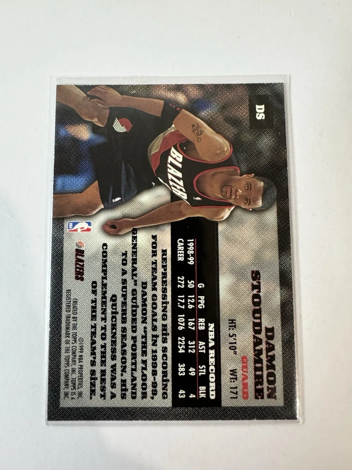 1999-00 TOPPS СЕРТИФИЦИРОВАННЫЙ АВТОГРАФ ВЫПУСК DAMON STOUDAMIRE NO. DS СУПЕР РЕДКАЯ!! SSP - Изображение 2 из 2