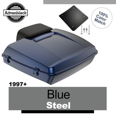 Advanblack Blue Steel Razor Tour Trunk Pack Luggage Pad Fits 97+ Harley/Softail