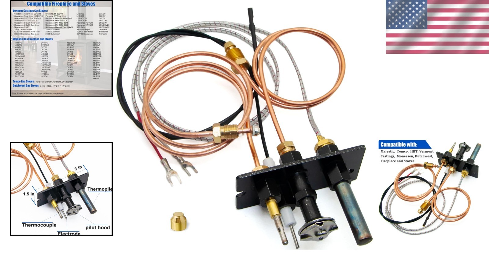 High-Quality Propane & Natural Gas Pilot Assembly - 1-Year Warranty Included