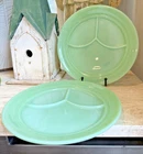 2 Fire King Jadeite Jadite Green RW 3 Part Divided Grill Plates Restaurant Ware