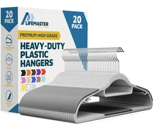Lifemaster Plastic Clothes Hanger Set - 20 Pieces Versatile, Lightweight, Spa...