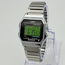Men's TIMEX Classic Digital Silver Tone Expansion Band Watch, Indiglo, T78587 b