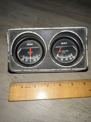 #ad RAC Vintage Amp amp; Oil Pressure Gauge Cluster Duplex with Housing Panel Rat Rod $22.00