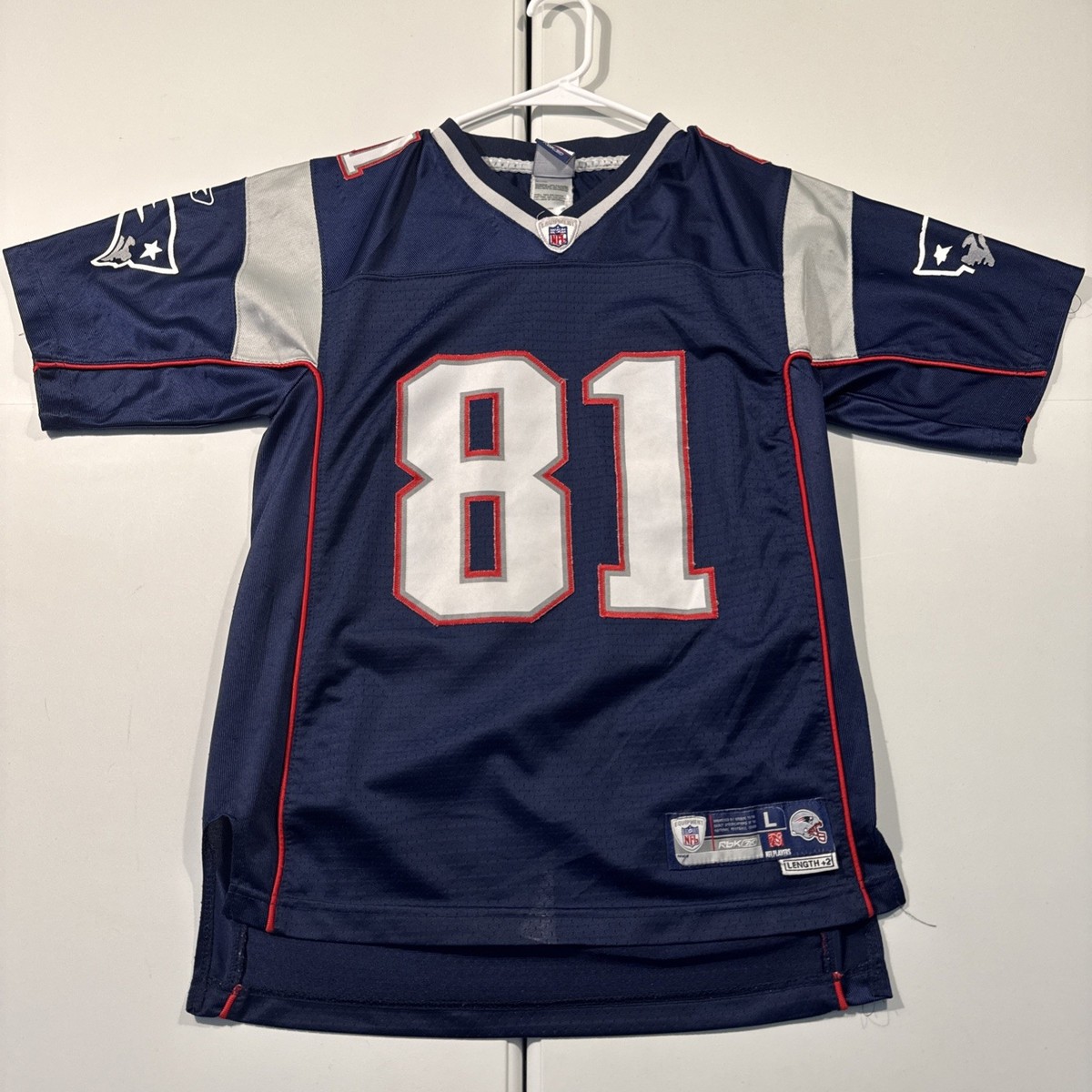 トップス MOSS STITCH NFL Vintage Youth L+2 Reebok Stitched NFL New England Patriots Randy