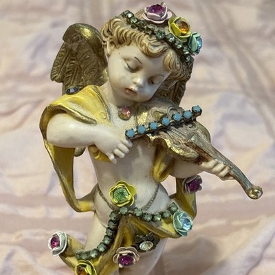 Michal NEGRIN Cherub Figur Swarovski Kristall Engel Musiker Violine RAR!