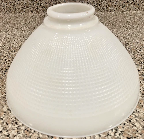 Vintage Corning 824160 White Milk Glass 10” Waffle Torchiere Lamp Light Shade