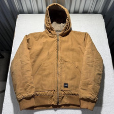 Walls Men's S Brown Hooded Sherpa Lined Full Zip Work Jacket w/ Pockets