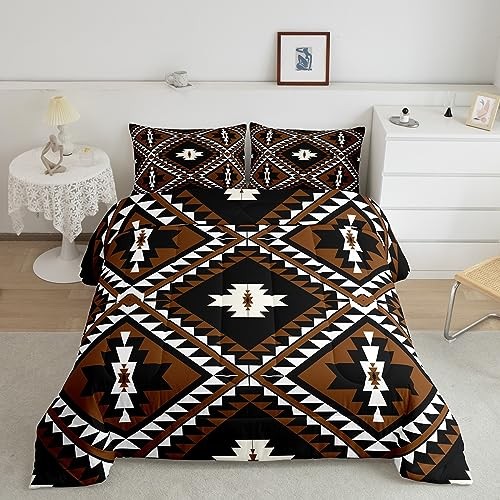 Rustic Western Size Comforter Set For Men,Southwestern Aztec Queen Multi 11