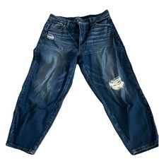 Time And Tru Blue Medium Wash Boyfriend High Rise Distressed Jeans Women 14