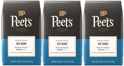 Peet's Coffee Big Bang Medium Roast Ground Coffee, 18oz, 3/Bags, APR/2027