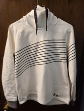 Under Armour Threadborne Hoodie Women's S White Black Stripes Cowl Neck Workout
