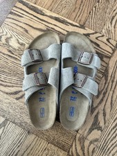 NEW-Birkenstock Arizona Taupe Soft Footbed Suede Leather Women's Sandals shoes