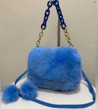 Premium Real Fox Fur Handmade Fold Over Flap Handbag, Crossbody, & Fur Bag Charm