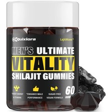 Quixiora Shilajit Gummies for Men  60 Count Pack of 1 , Black
