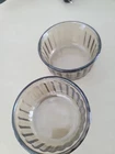 Set Of 2 French  Amber Brown Iridescant Ramekin Custard Dishes Oven Proof