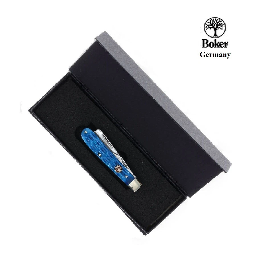 Navaja de bolsillo marca Boker Tree de un brazo Navaja Jack mango de hueso azul Foto 3 de 4