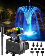 Submersible Pump RGB Pond Filter System Kits,3-In-1 Pond Filter Fountain with Co